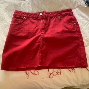 Red denim skirt